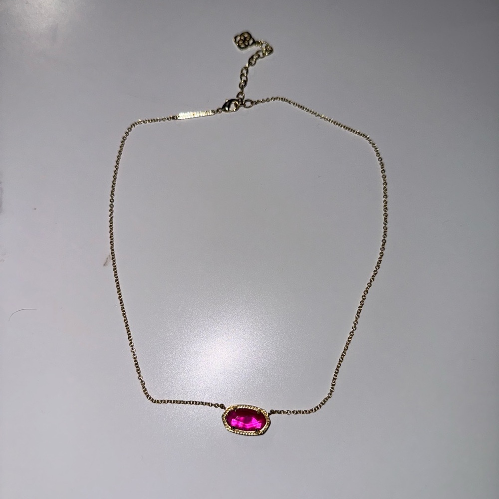 Kendra Scott Eliza Gold Necklace with Pink Gemstone